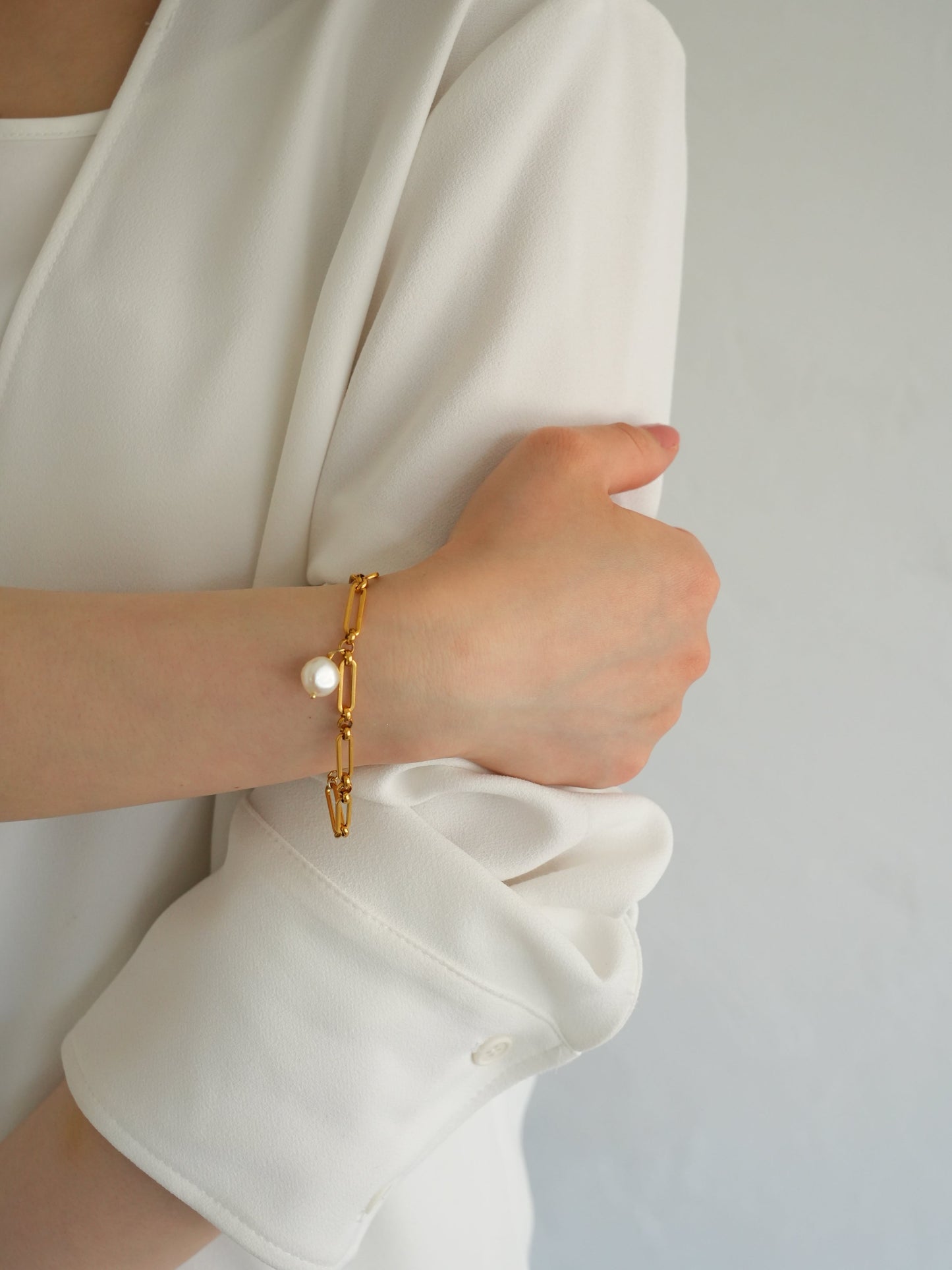 Pearl brillant chain bracelet / 316L(金属アレルギー対応)